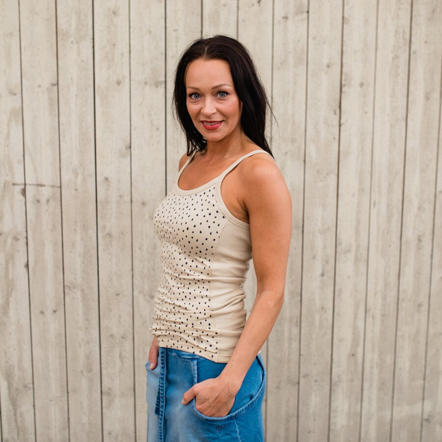 Make a wish strap singlet - rome sand beige