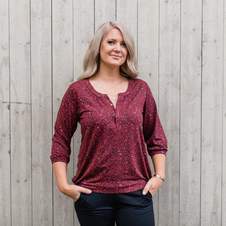 Gemma blouse - leo lace henna