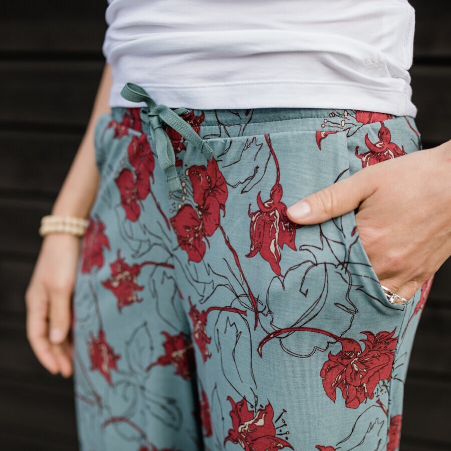 Da Capo pants - herb green water