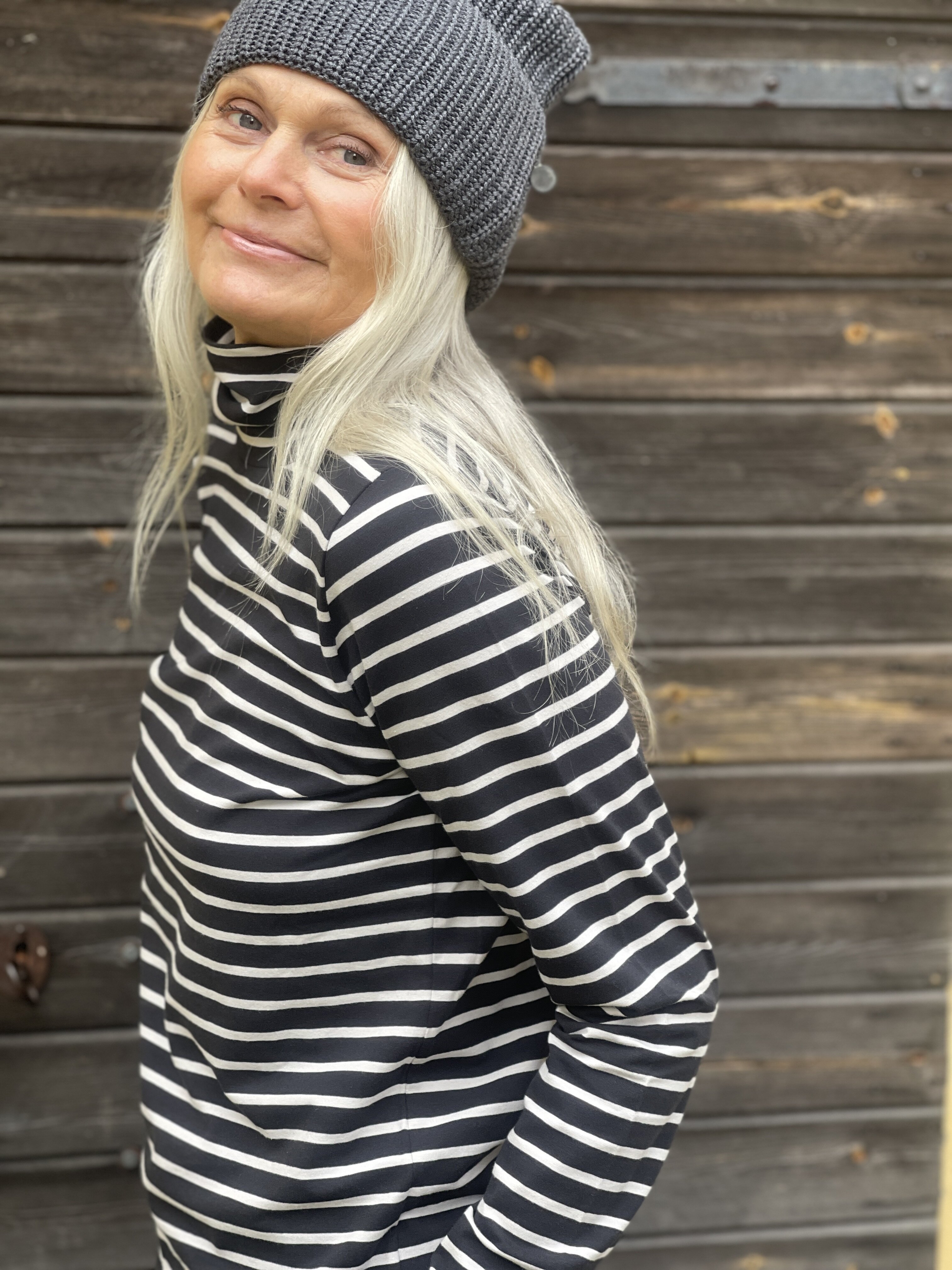Hey Jude top - stripes black ivory white