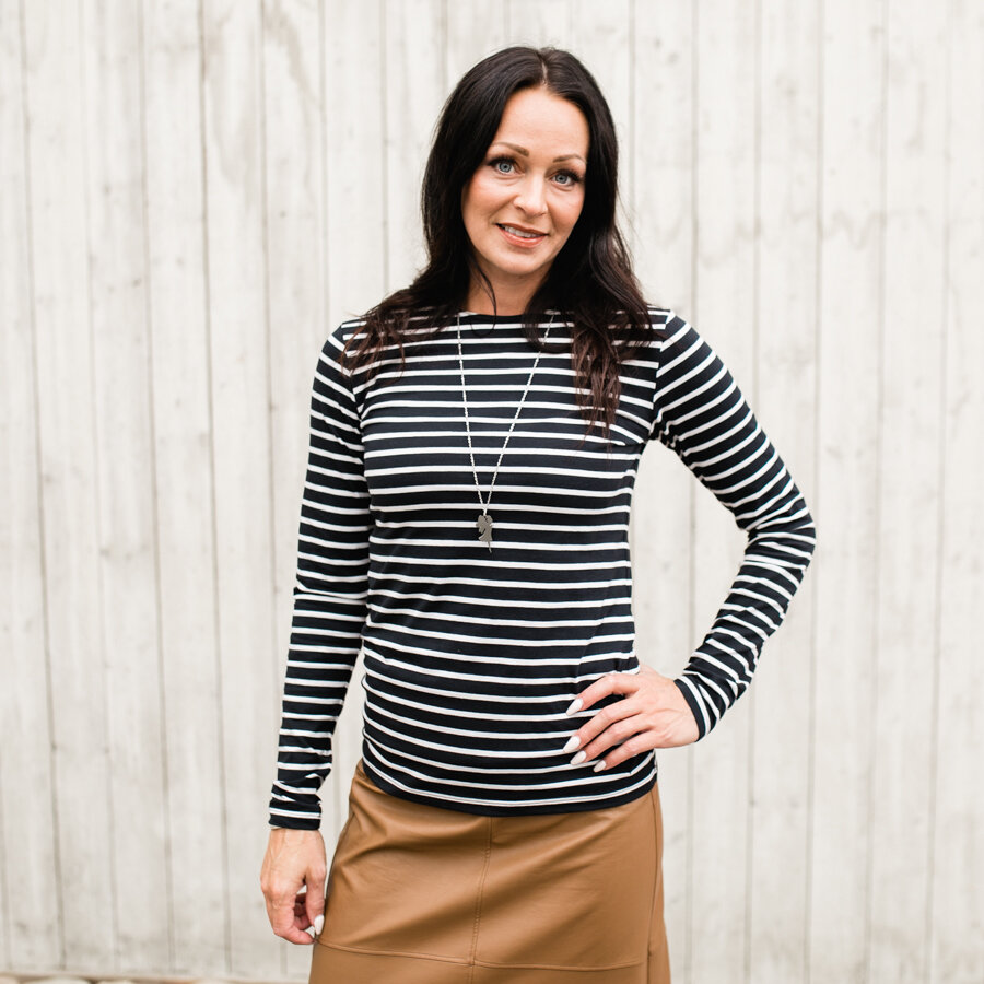 Common top - stripes black ivory white