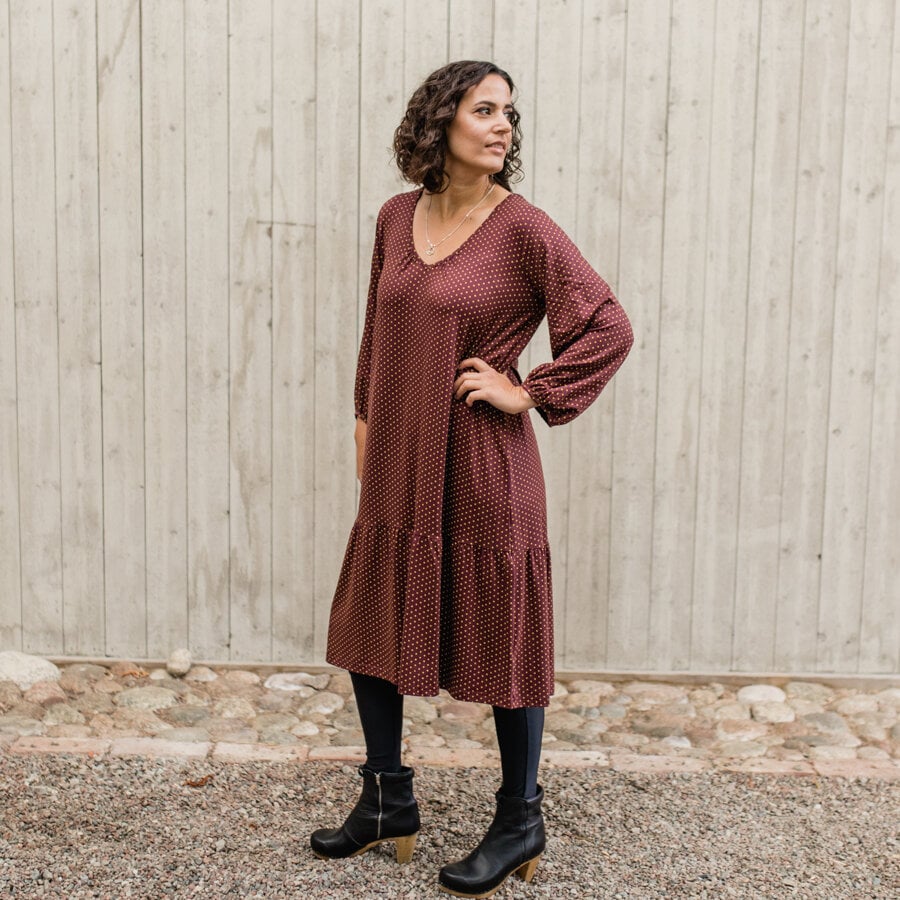 Vivid dress - polly dark ruby red