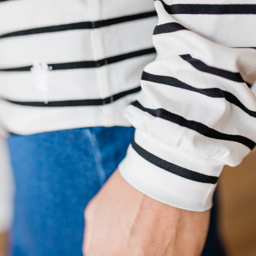 Pepper top ls - striped soft white