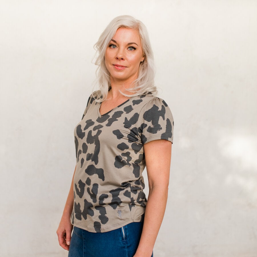 Madison v-neck top - big duma mid beige