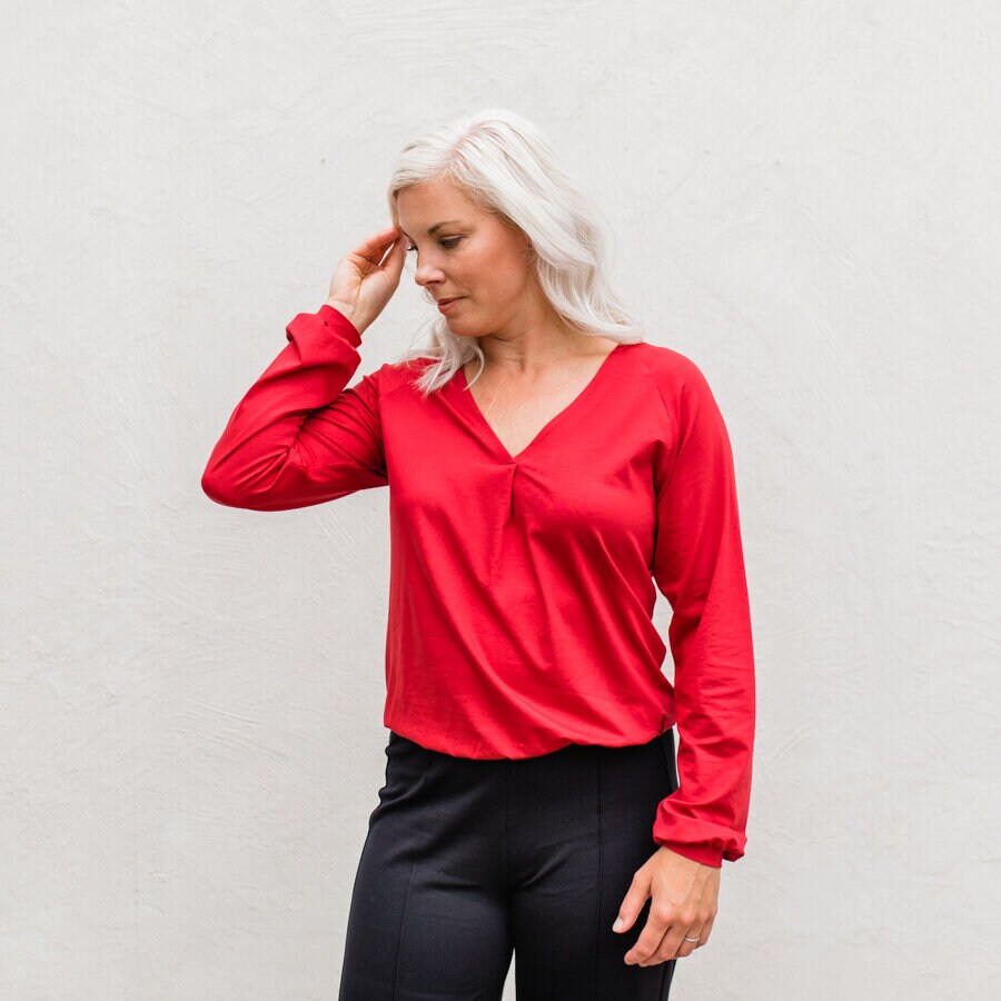 Belle blouse - scarlet red