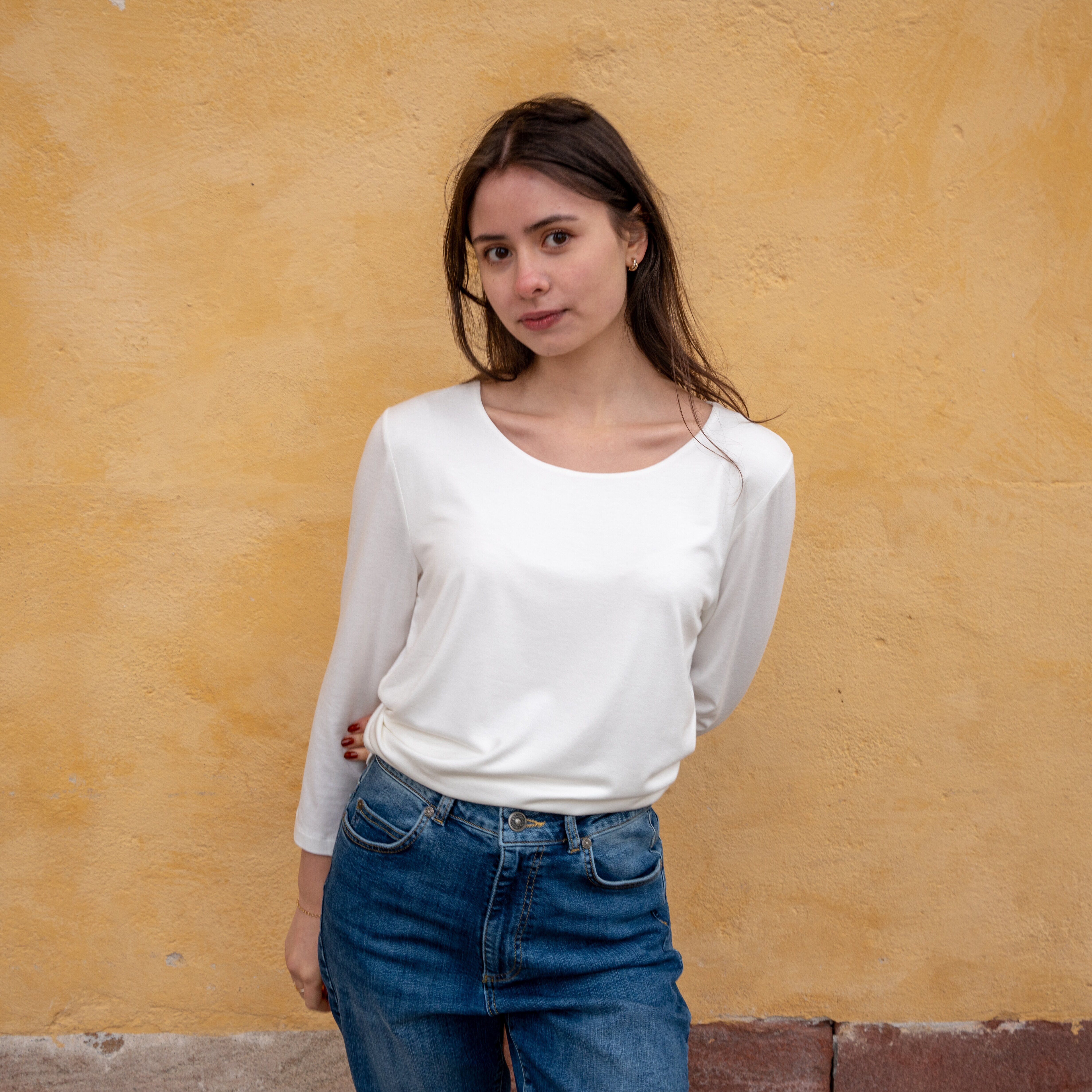 Elena top slit - soft white 