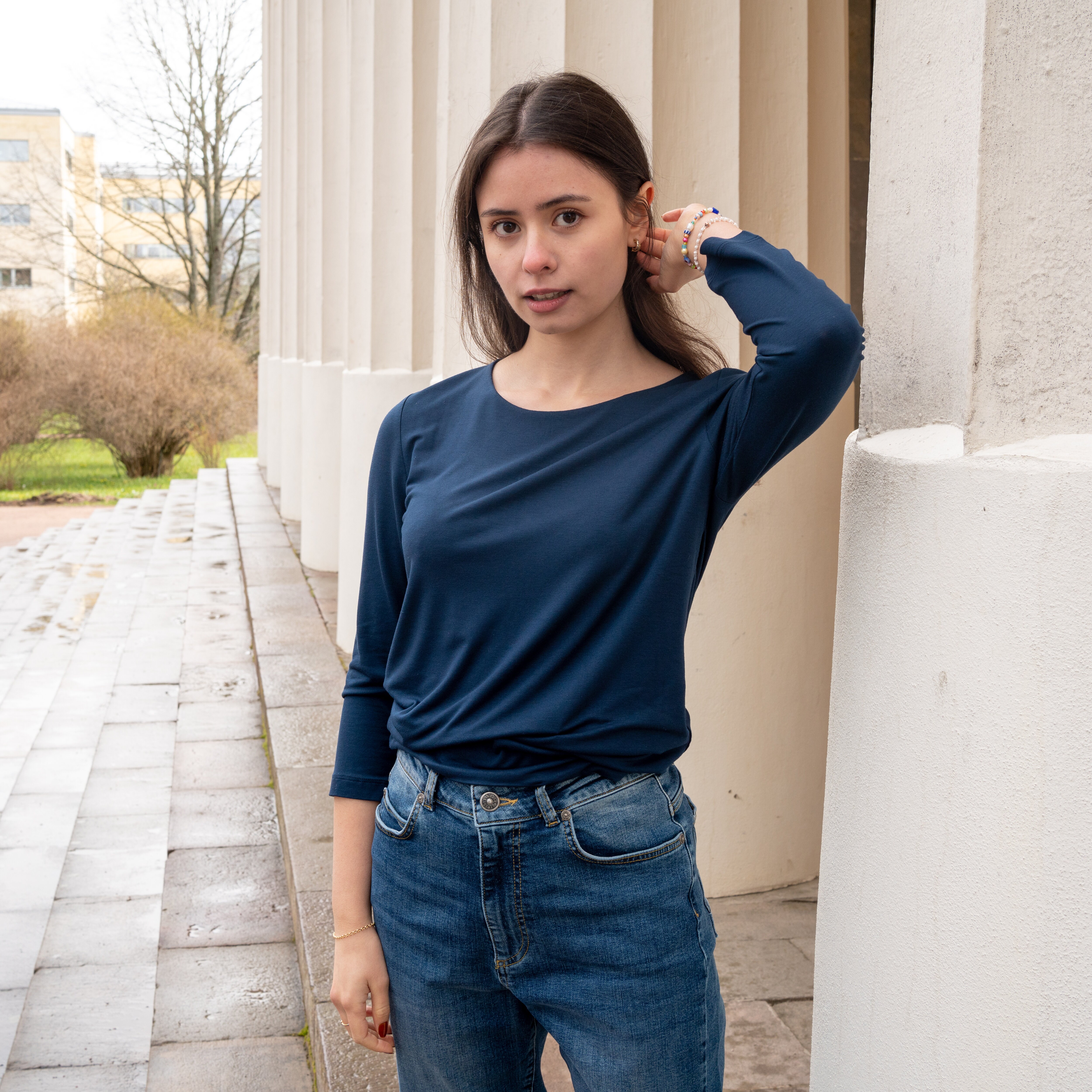 Elena top slit - navy 