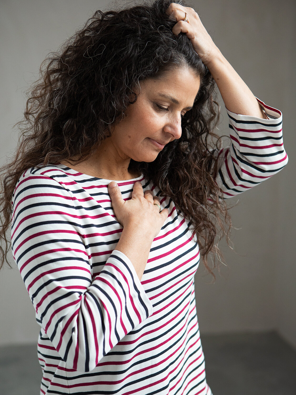 Matilde top - striped indigo/red plum
