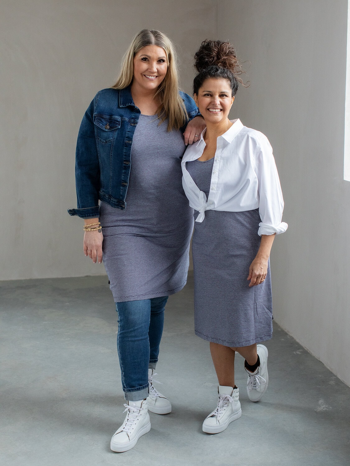 Summer dress - mini striped indigo