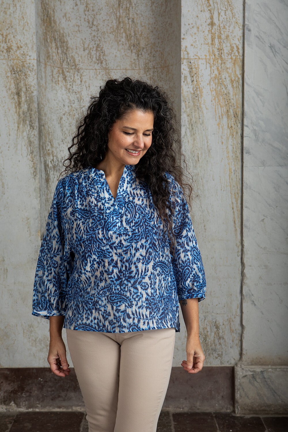 Cheryl blouse - girona blue