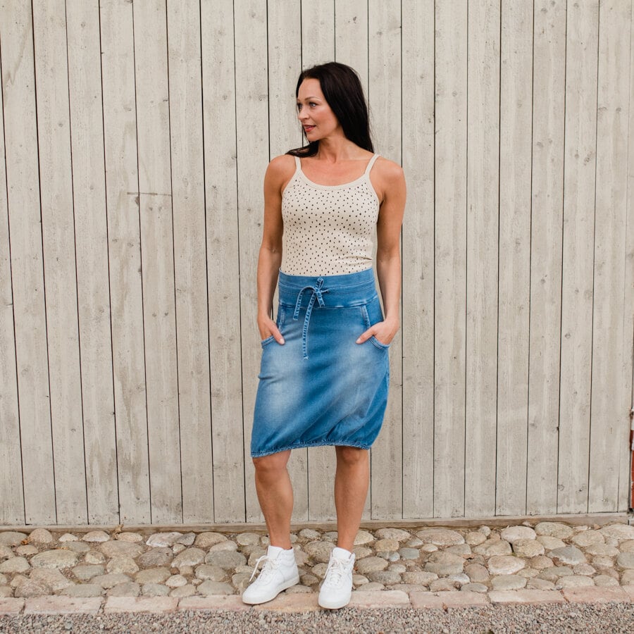 Make a wish jeans skirt - mid blue
