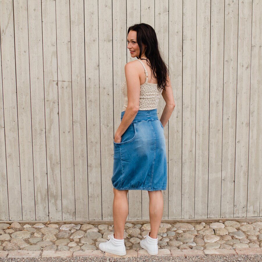 Make a wish jeans skirt - mid blue