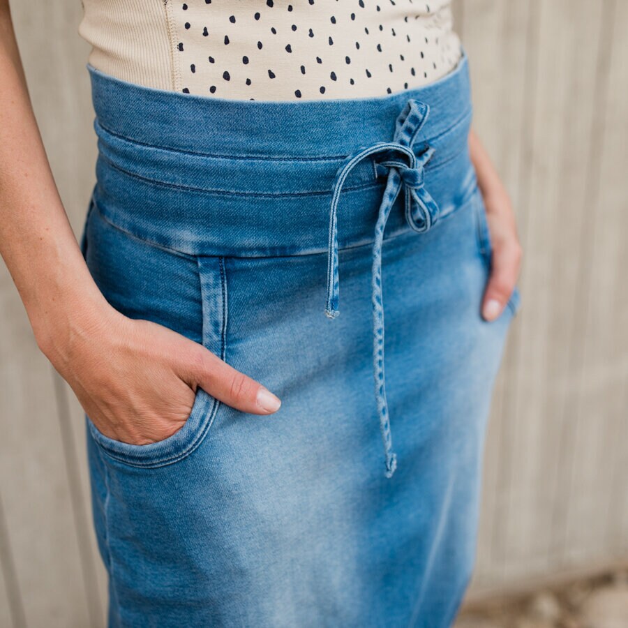 Make a wish jeans skirt - mid blue