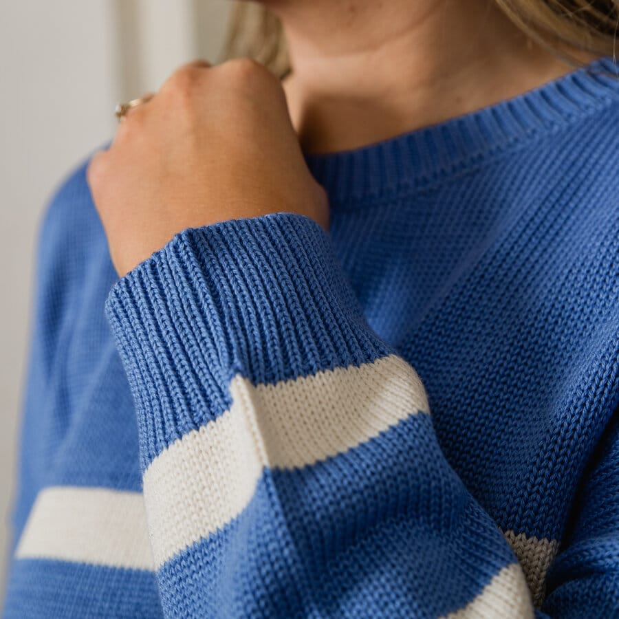 Front sweater - striped iris blue