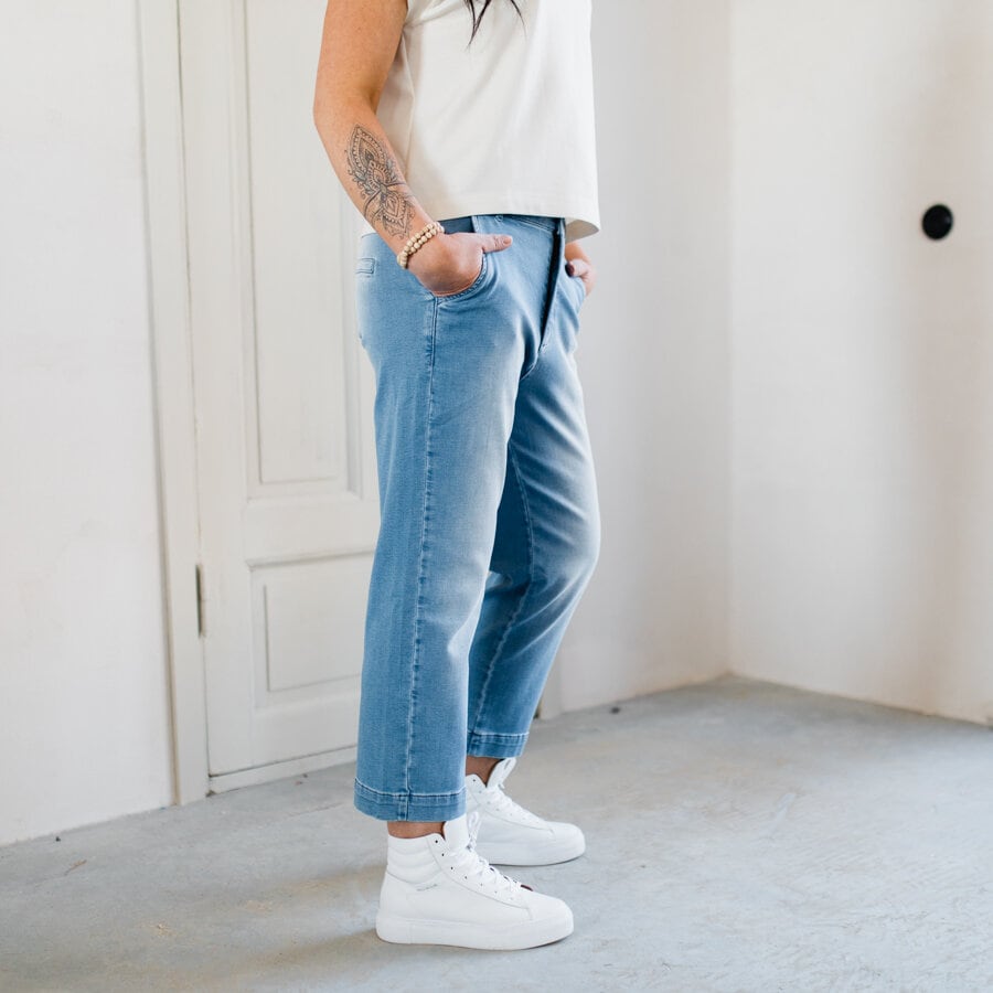 Apart short jeans pants - mid blue