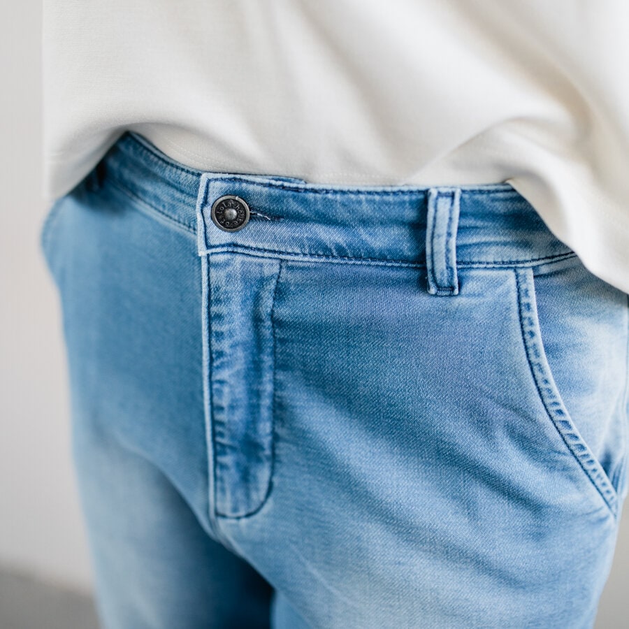 Apart short jeans pants - mid blue