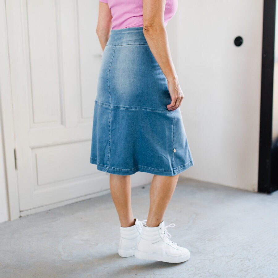 Point jeans skirt - mid blue