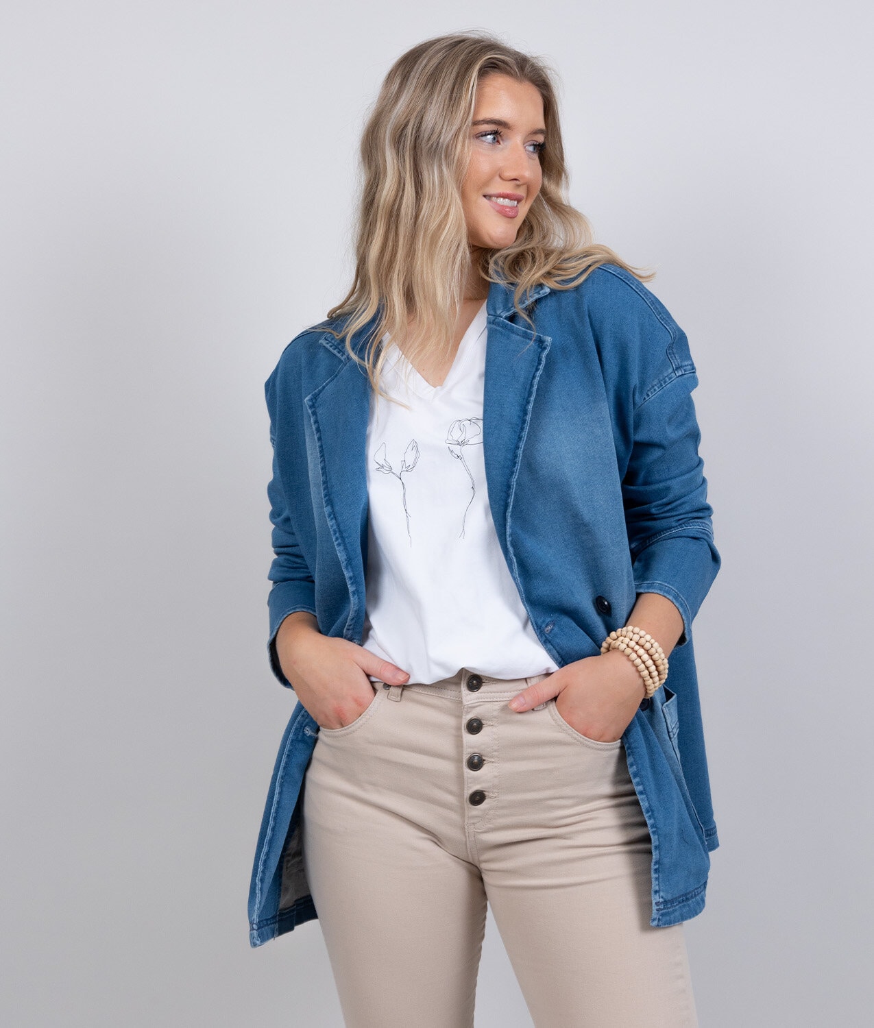 Scarlet jeans cardie - mid blue