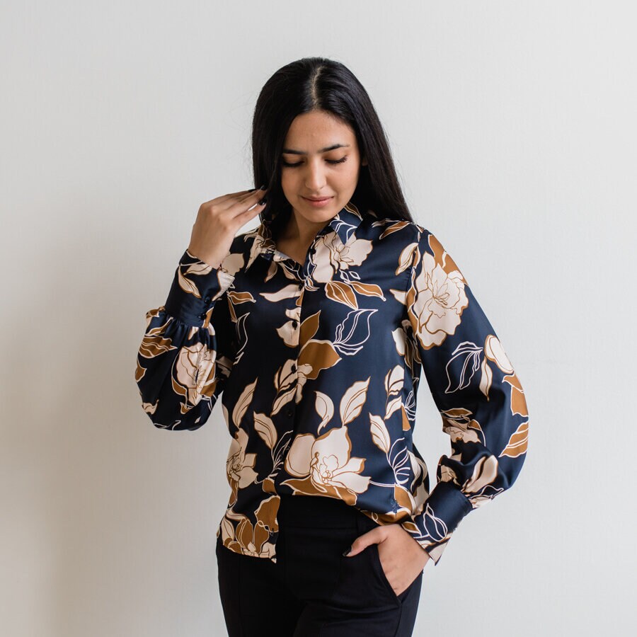 Emma blouse - garden night blue