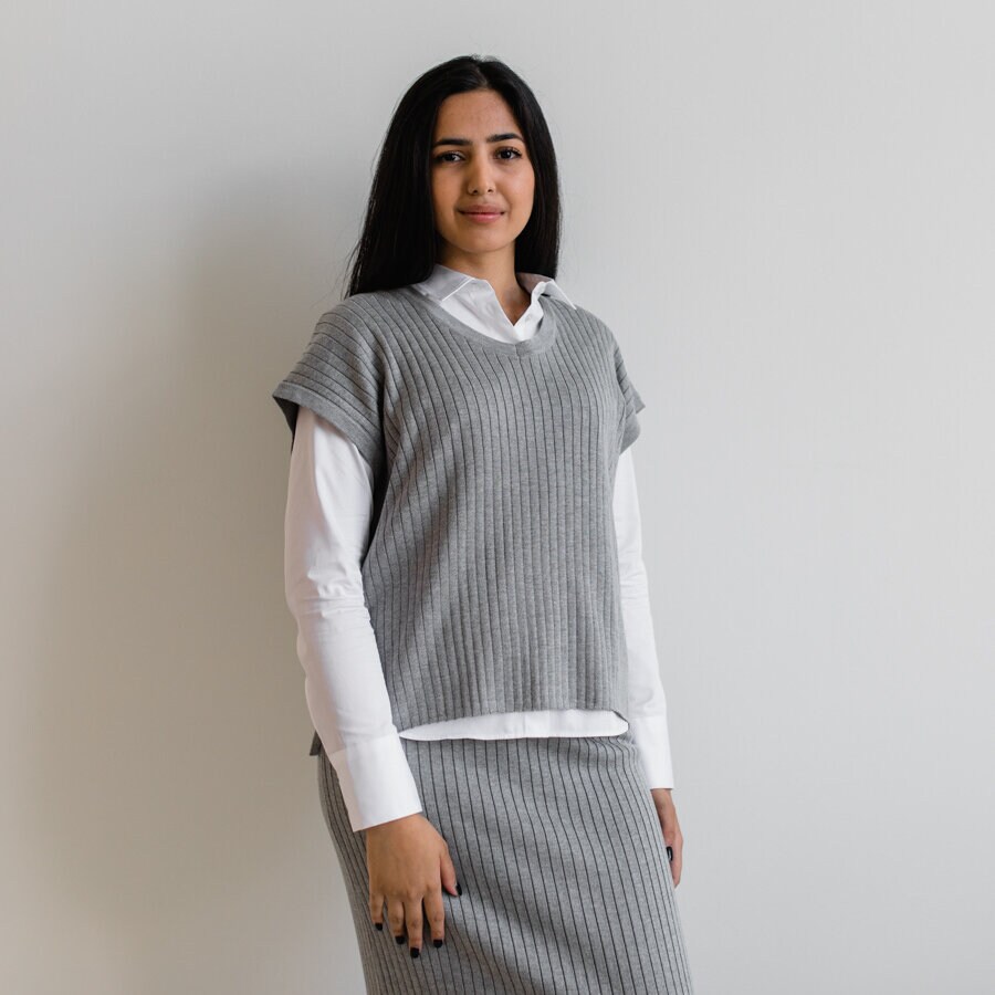 Tube knitted top - grey melange