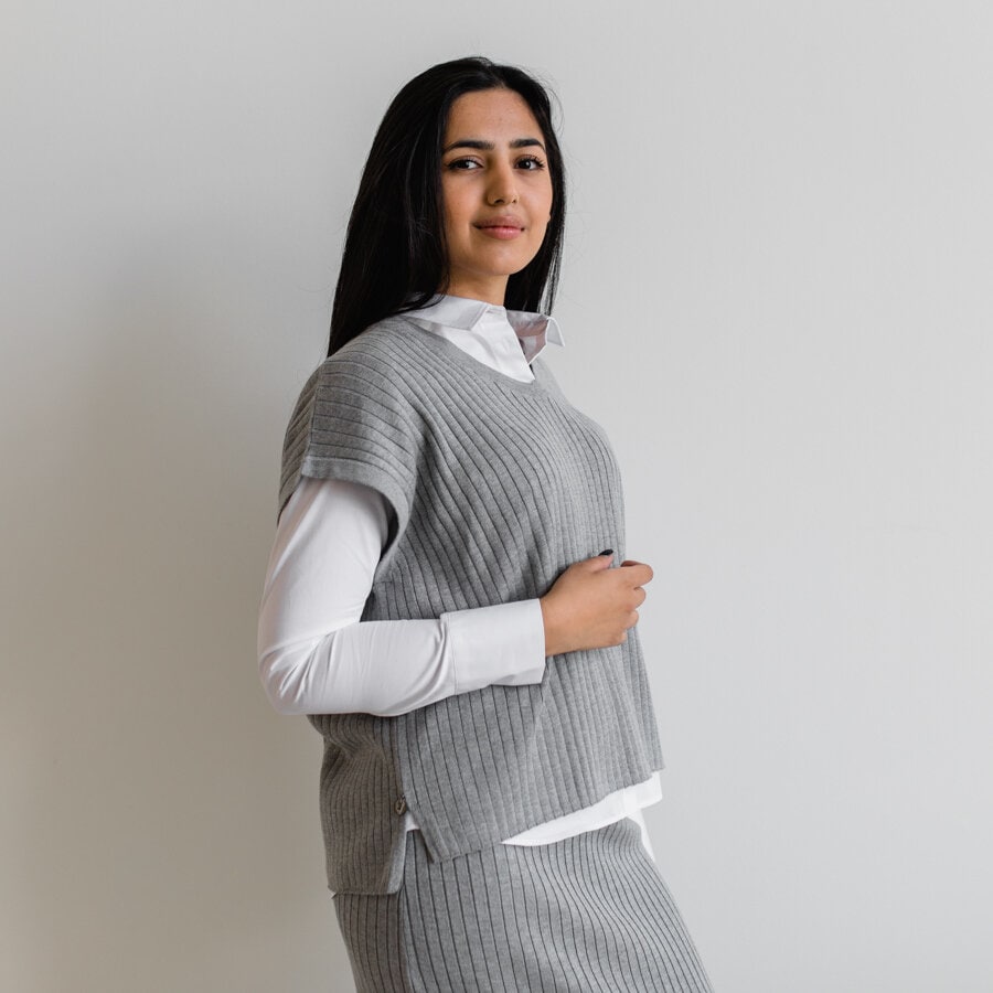 Tube knitted top - grey melange