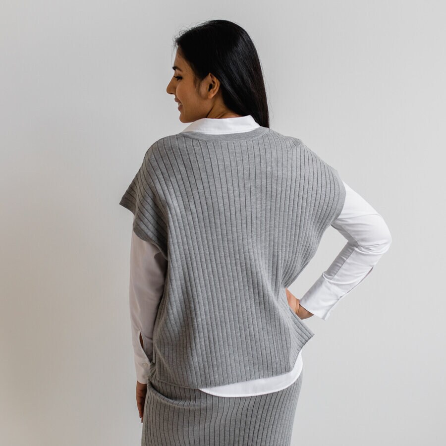 Tube knitted top - grey melange