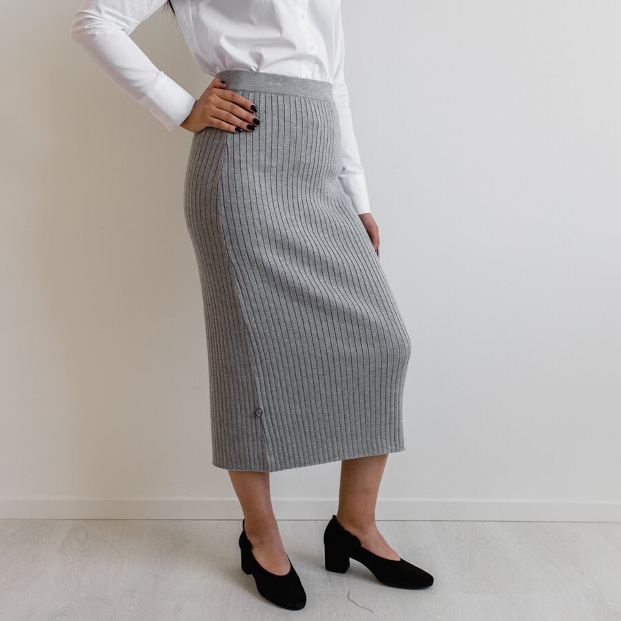 Tube knitted skirt - grey melange