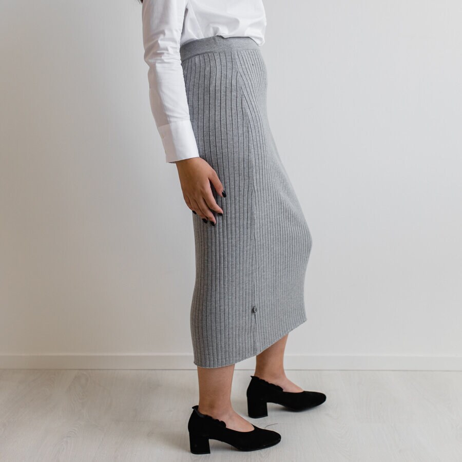 Tube knitted skirt - grey melange